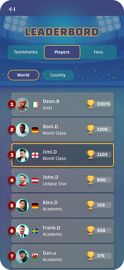 Leaderboard screen